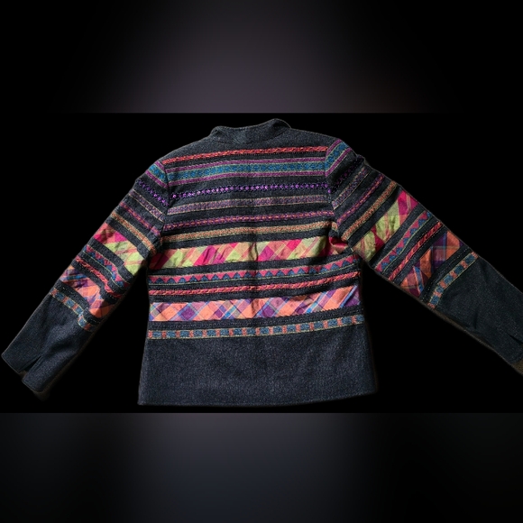 Multicolor Woven Embroidered Stripes Coldwater Creek Petite Jacket – Size 10P - Picture 10 of 16